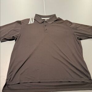 Adidas Men's Black Polo with White Stripes
